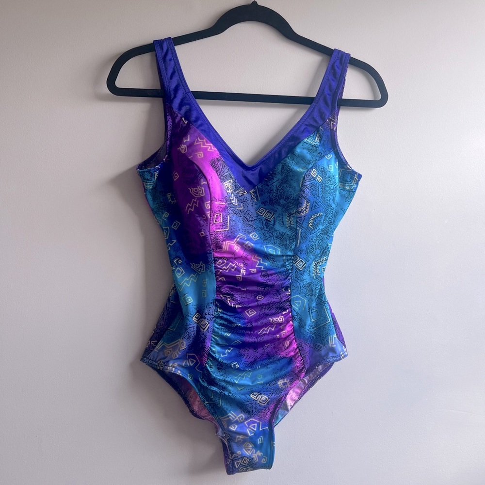 Vintage 80s/90s Baltex Printed One Piece Swimsuit - Women’s Size 14